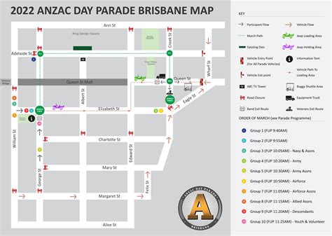brisbane anzac day parade route